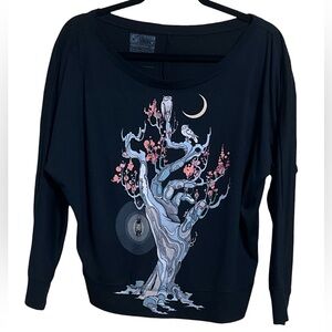 Curbside Clothing Black Owl Dolman top